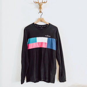 HUF Men's Black/Pink/Blue Long Sleeve Sweater Size Large